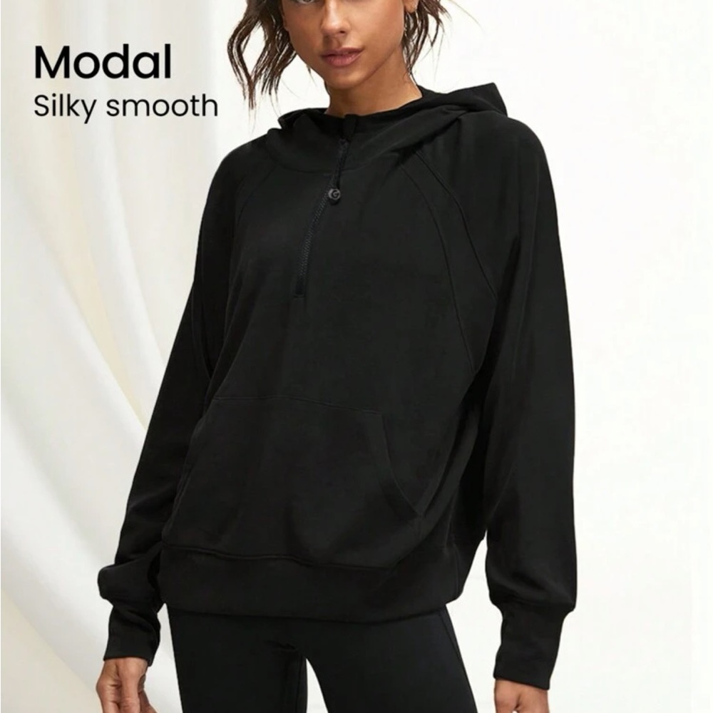 GLOWMODE Modal Silk Touch Oversized Half-Zip Hoodie